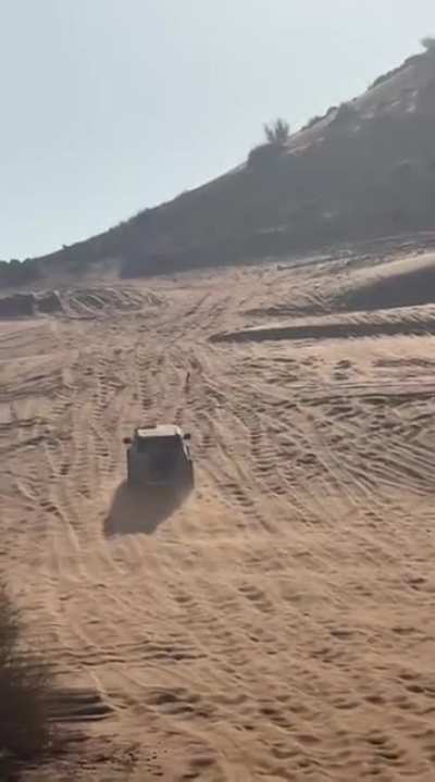 Bouncing around in the sand.
