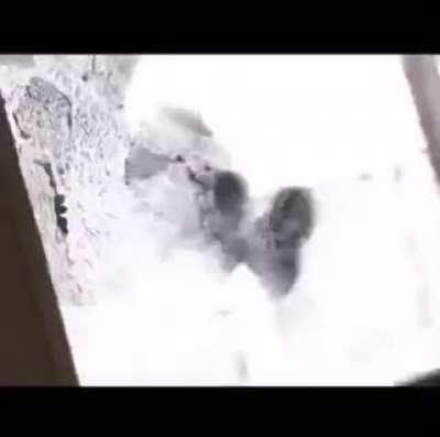 Why is there a white van outside?