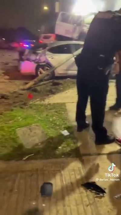 Chaos after a multi car accident.