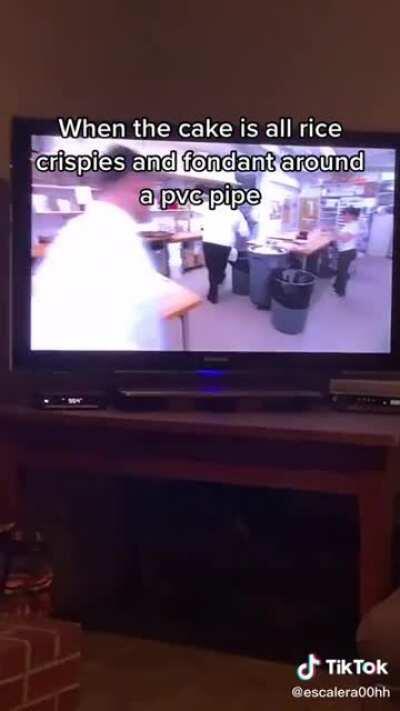 Cake Boss™???? More like Rice-Crispies-and-Fondant-Around-a-PVC-Pipe Boss™