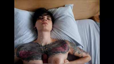 Gorgeous goth covered in cum