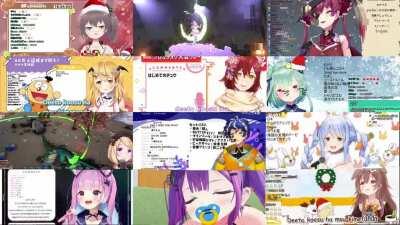 Hololive Sings - 12 Talents Sing Hajimete no Chuu (if your ears are dying, go to 0:59, trust me.)