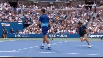 The ball girl was running for her life!