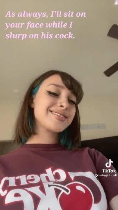 You suffocate under her while she slurps on your bully's cock.