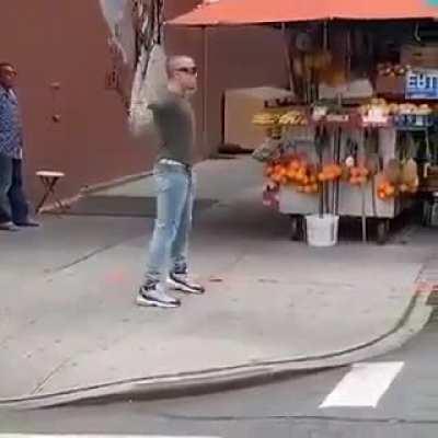 Two stand users dueling in New York.