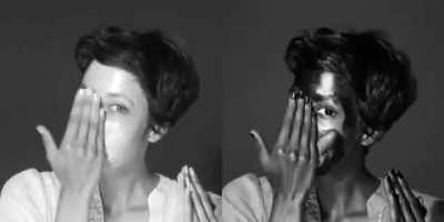 Side by side comparison with UV camera showing the application of sunscreen and how it prevents sunburns.