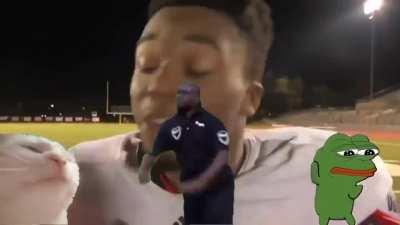 REGARDLESS OF THE SCORE BOARD WE CAN DO THIS! Having a bad day and then I saw this. I hope you guys are doing okay! Fight on! (Interview with Apollos Hester after a game)