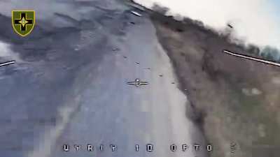 Ukrainian drone pilot from 28th separate mechanized brigade blows up russian motorcycle rider