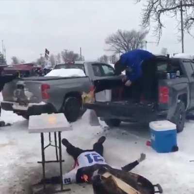 Man vs flaming table