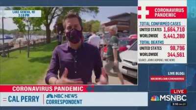 MSNBC Reporter: “Look, you can see here, nobody's wearing [masks].” Bystander: 