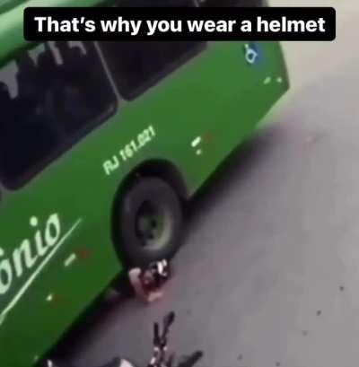 One of the many ways a helmet saves your life 