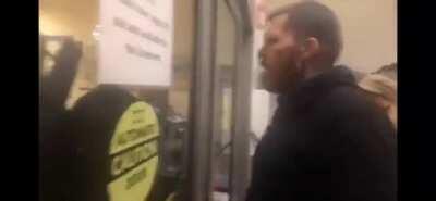 Anti-maskers denied entry into hospital by police, guy takes entire mouthful of mace and spits it out