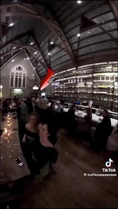 Playing disco cone in a restaurant