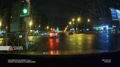 Accident with a tram on Savushkina Street in St. Petersburg