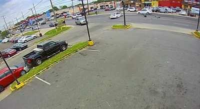 Hit and run, watch the white car pull into traffic