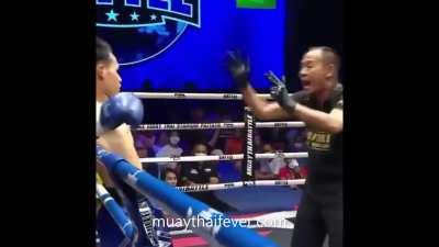 Never Give Up! This is Kru Boon formerly of Chiang Mai Muay Thai Gym (He is at the Fairtex owned 