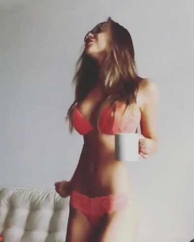 More dancing around in her underwear