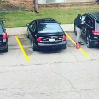 Woman nearly kills herself setting ex-boyfriend's car on fire