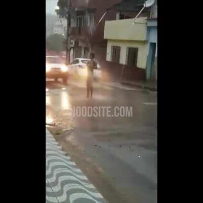 Maybe the middle of the road isn't the best place for a shower