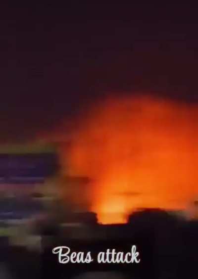 Missile strike from Pakistan in Beas India, reportedly a Brahmos missile storage site. [888x1252]