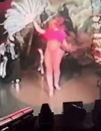 Showing off in a pink thong