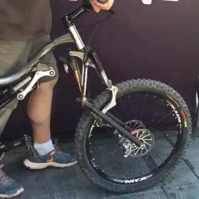 Unique Bicycle front suspension design