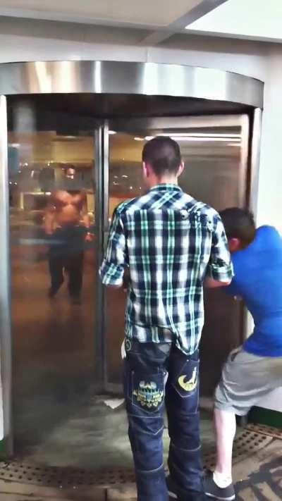 Maybe don't play with revolving doors?