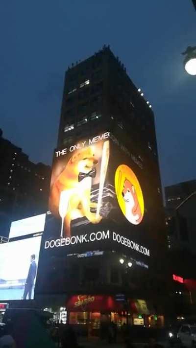 Has crypto reached its peak? Someone bought a doggy coin billboard in NYC lol.