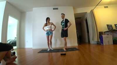 Water in tiny shorts