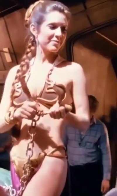 Carrie Fisher on the set of Star Wars: Return of the Jedi, 1983.