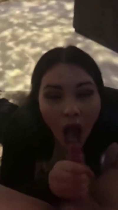 Goth mommy swallows cum 😋