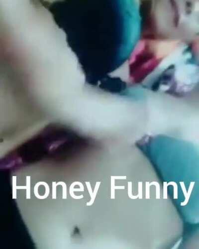 Anum Sammo and Bebo touching each other in bras