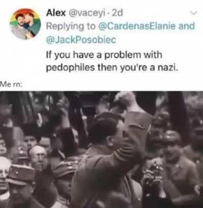 bu tweet yada yorumu atan arkadaş (götüne m21 vulkan soktuğum) diyorki: pedofililerle bir sorunununuz varsa siz nazisinizdir