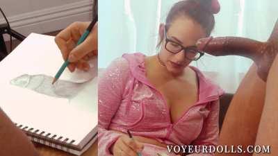 CFNM Artist Almost Throws up When Model Blows His Load