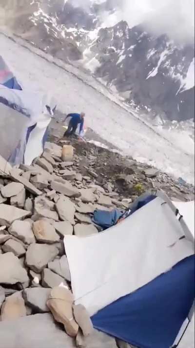 I guess it's their first time camping, because I've never camped in my life but I would not can't where I see a bunch of broken rocks on a hill