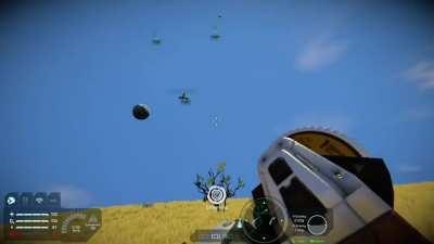 My friends first attempt flying a ship he made.