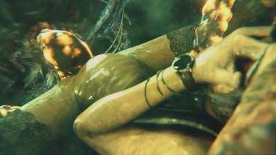 Ada Wong just out of reach and filled with a massive load of tentacle cum up her ass (Gifdoozer) [Resident Evil]