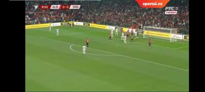 Serbian player got hit with bottle in head by an Albanian hooligans