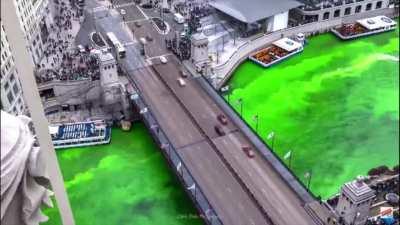 Dyeing the Chicago River green for St. Patrick's day