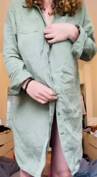 Delivery guy looked pretty happy when I was wearing only this… how would you react? (OC)