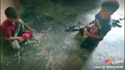 Bottle flip game gone wrong