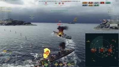 0.2km brawl with a Yamato in a Jutland after failed torp rush