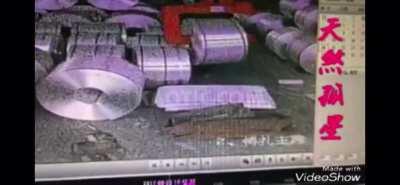 Giant roll of sheet metal gets up and close and personal