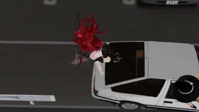 Koakuma walks past the street peacefully