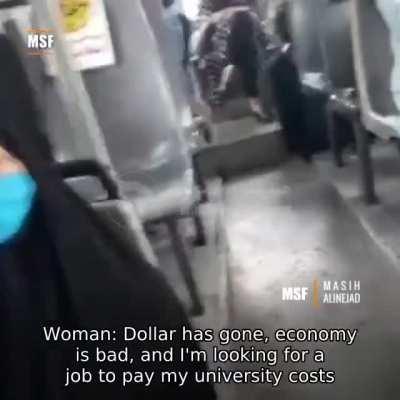 A young Iranian girl stands up to a pro-regime woman who calls her “dirty