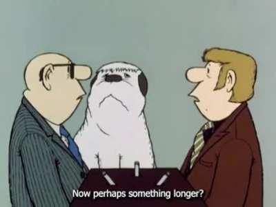 Bello, the talking dog. German humour from 1977 by Loriot. (Subtitled)