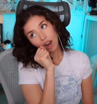 Whenever my friend comes over and my gf [Pokimane] gets bored of hearing me talk, she starts to make suggestive gestures towards him like this…