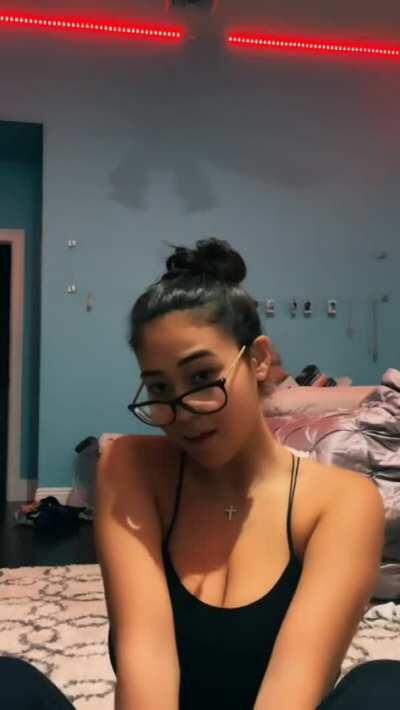 She deleted everything good, so enjoy her cuteness and a little cleavage