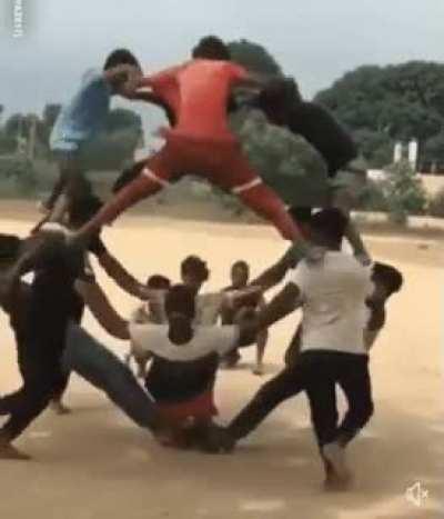 Some guys making a cool body spinner