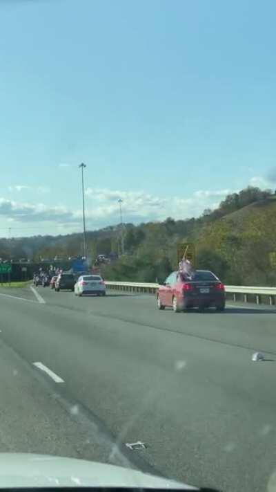 West Virginia/ Kentucky state line Trump caravan